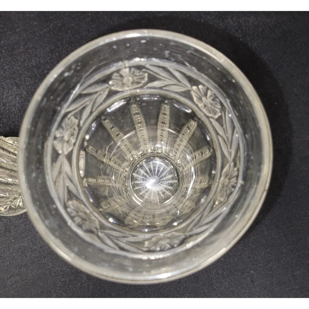 Vintage 1950s Textured Pressed Glass Goblet Style Vase 6-7 inch Tall (Lot of 2)
